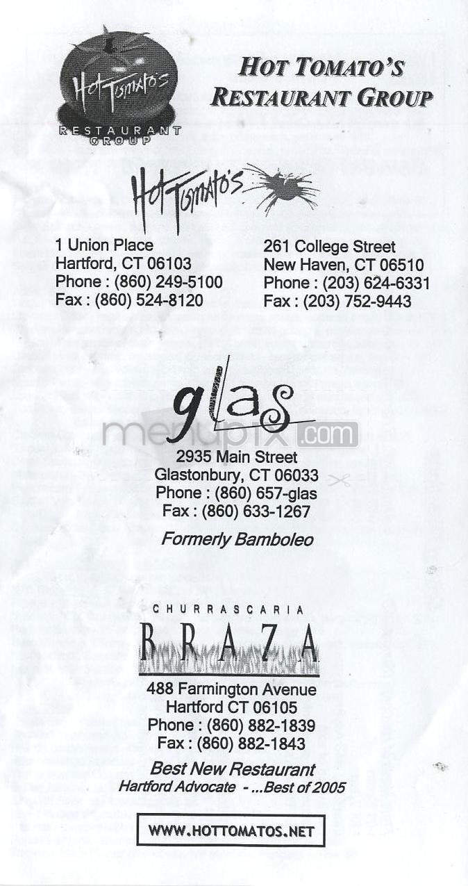Hot Tomato's - Hartford, CT menu_pic
