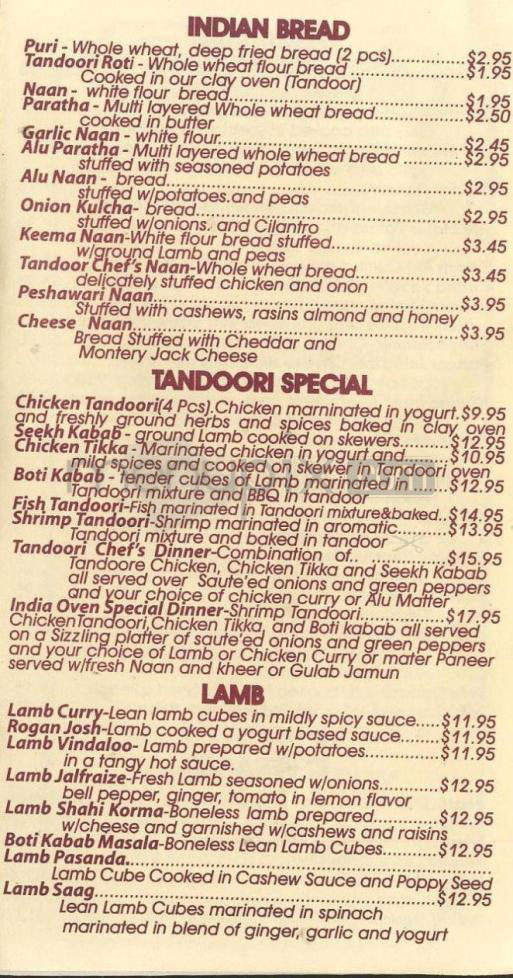India Oven - West Hartford, CT menu_pic