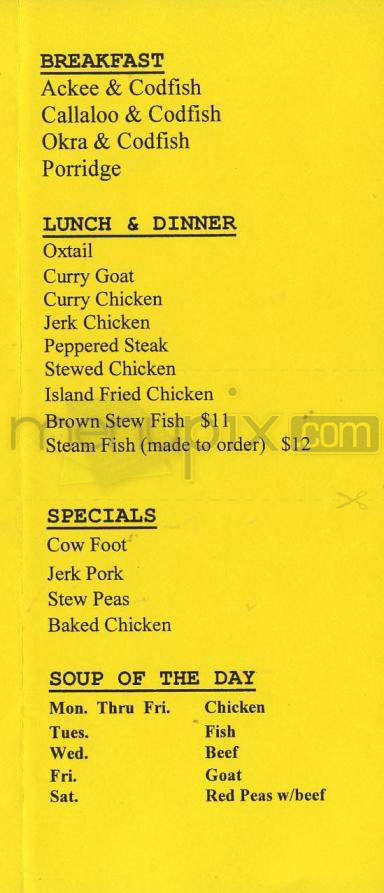 Island Cuisine - Hartford, CT menu_pic