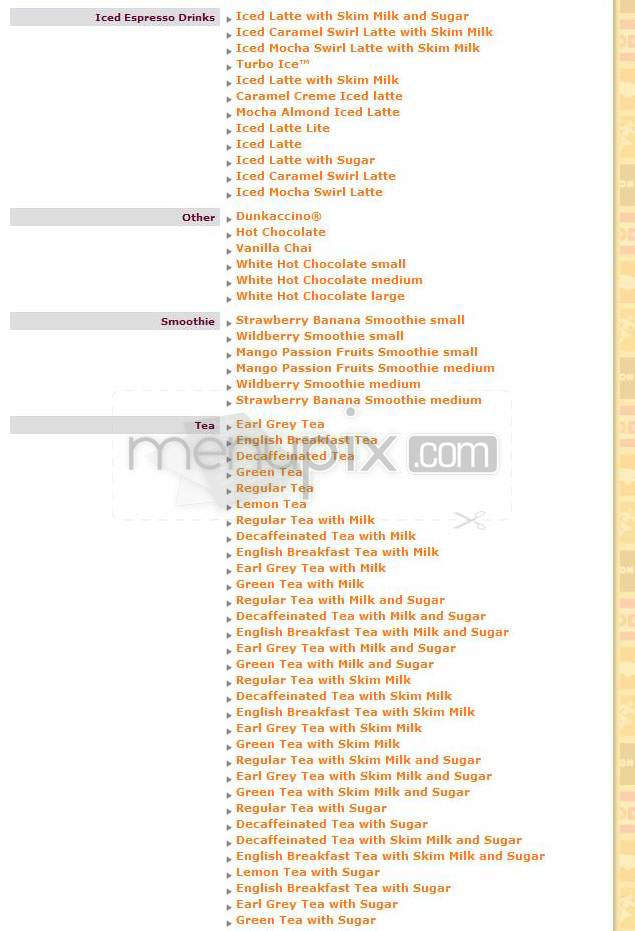 Dunkin' - West Hartford, CT menu_pic