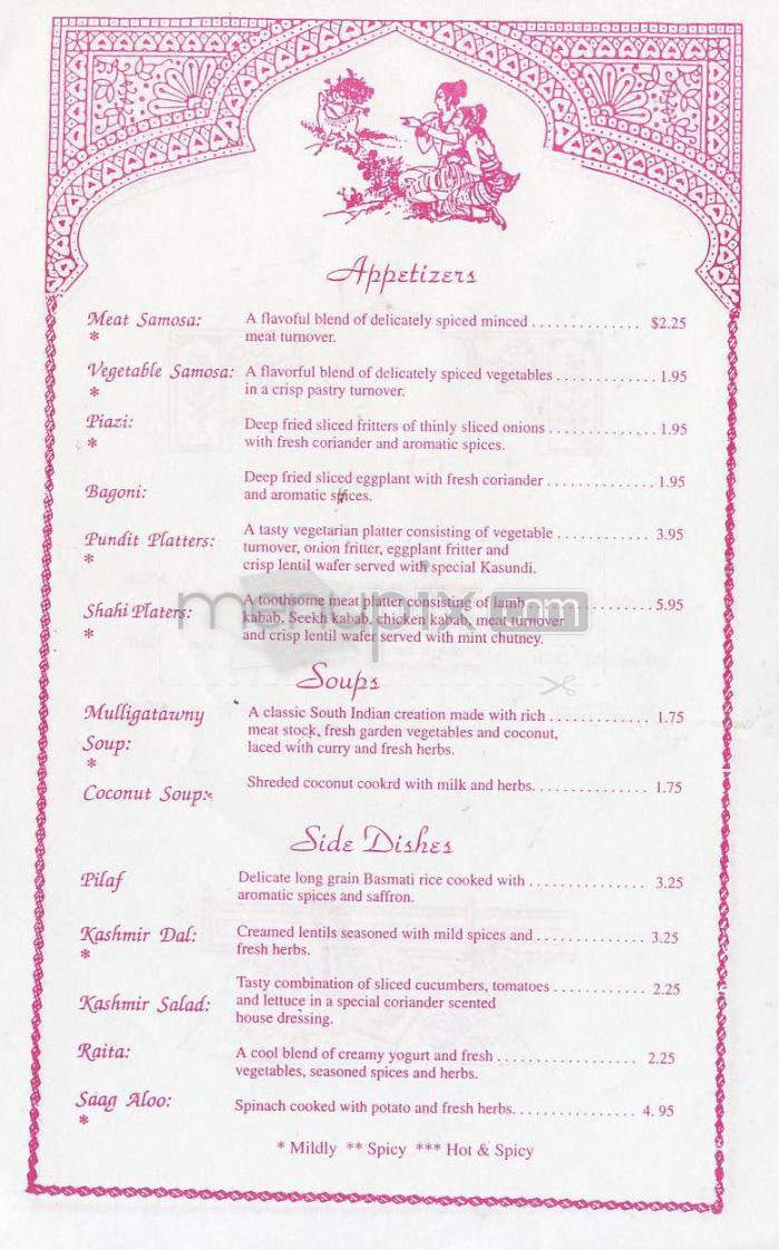 Kashmir Restaurant - Hartford, CT menu_pic