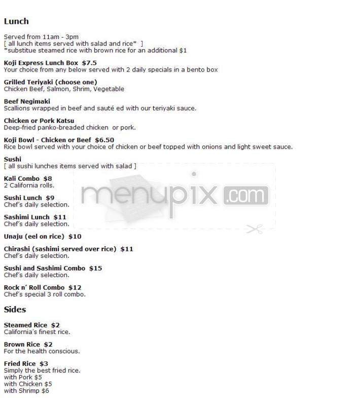 Koji - Hartford, CT menu_pic