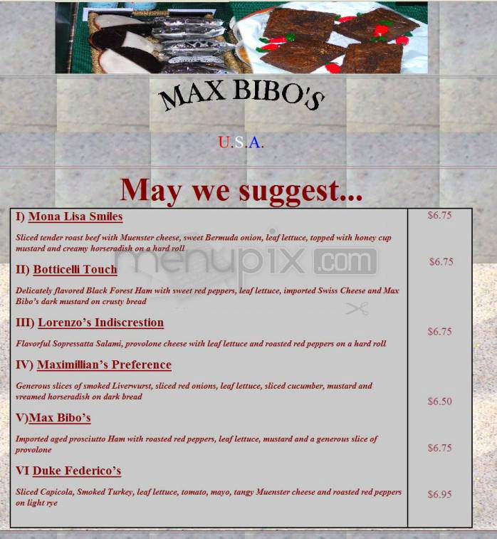 Max Bibo's On Trumbull St - Hartford, CT menu_pic