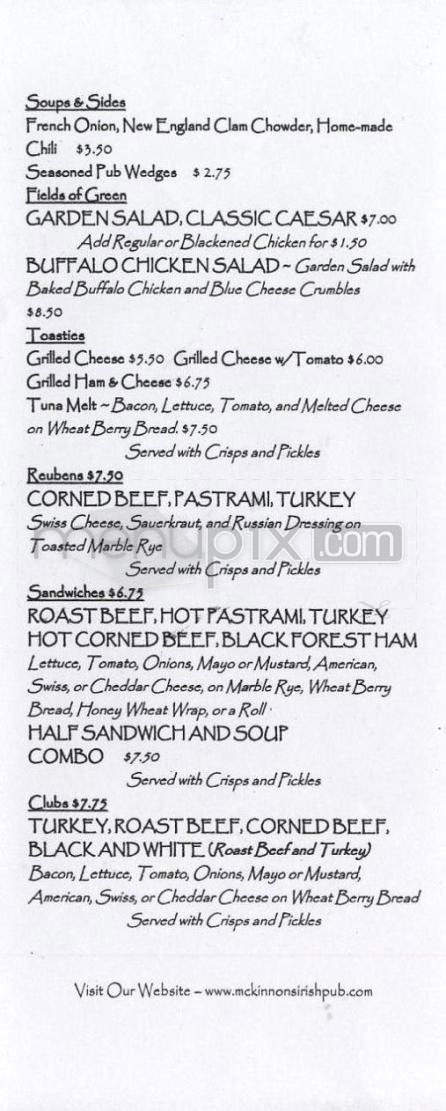 Mc Kinnons Pub - Hartford, CT menu_pic
