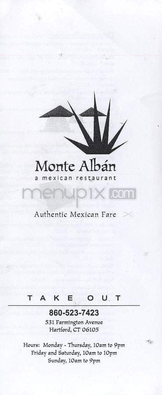 Monte Alban Restaurant - Hartford, CT menu_pic