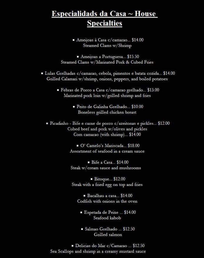 O Camelo Restaurant - Hartford, CT menu_pic