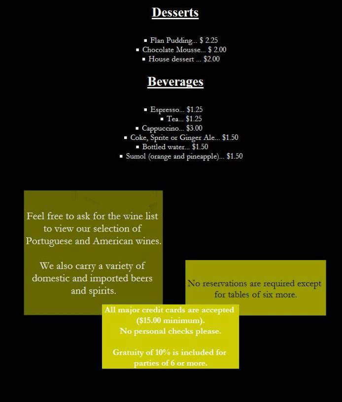 O Camelo Restaurant - Hartford, CT menu_pic