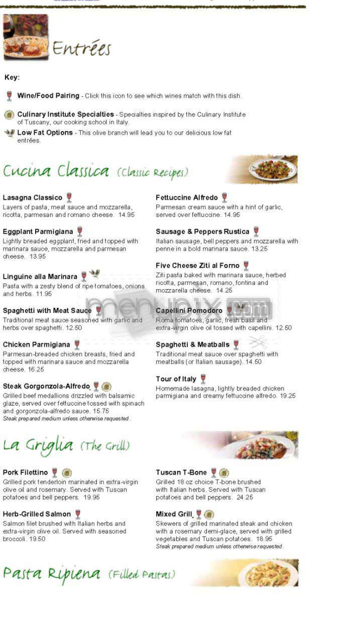 Menu Of Olive Garden Italian Restaurant In West Hartford Ct 06110