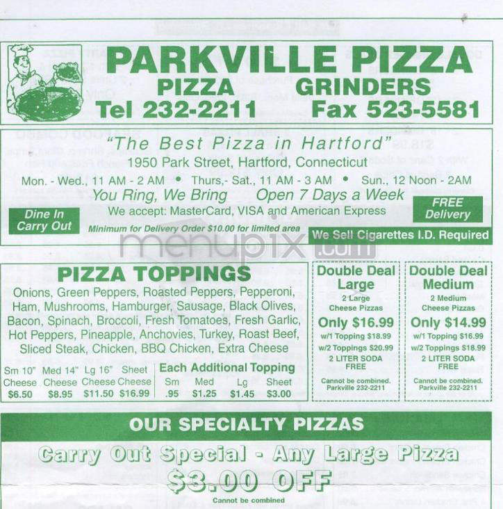 Parkville Pizza - Hartford, CT menu_pic