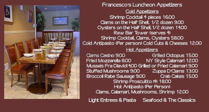 Ristorante Francesco's & Lounge - Hartford, CT menu_pic