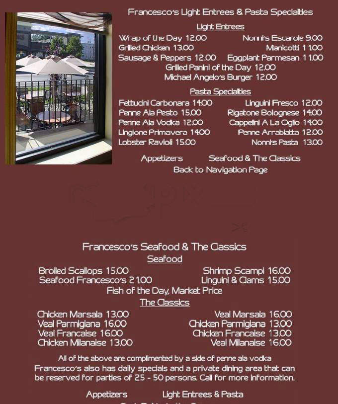 Ristorante Francesco's & Lounge - Hartford, CT menu_pic