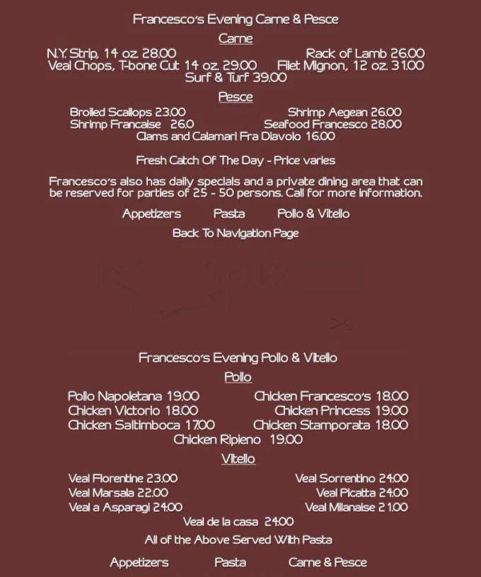 Ristorante Francesco's & Lounge - Hartford, CT menu_pic