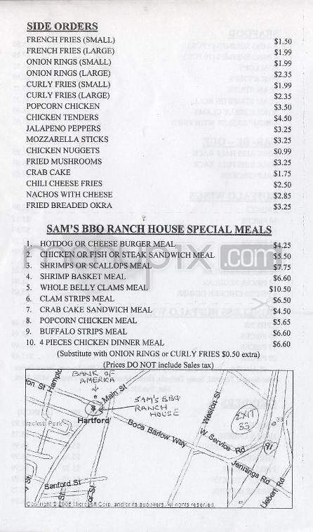 Sam's BBQ Ranch House - Hartford, CT menu_pic