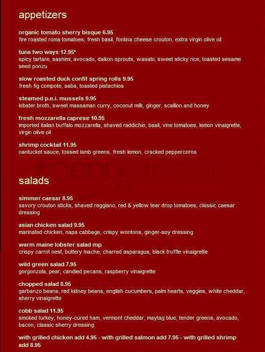 Simmer Grille - West Hartford, CT menu_pic