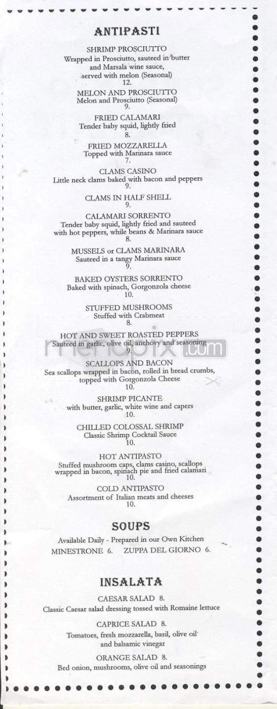 Sorrento Ristorante - Hartford, CT menu_pic