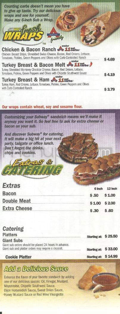 Subway Sandwiches & Salads - Hartford, CT menu_pic