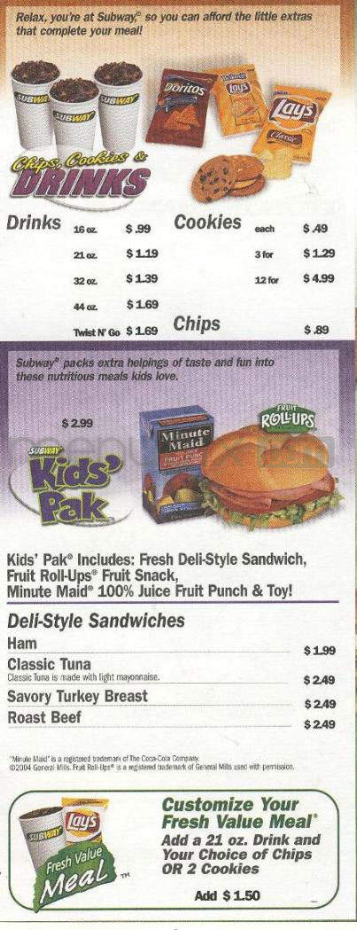Subway Sandwiches & Salads - Hartford, CT menu_pic