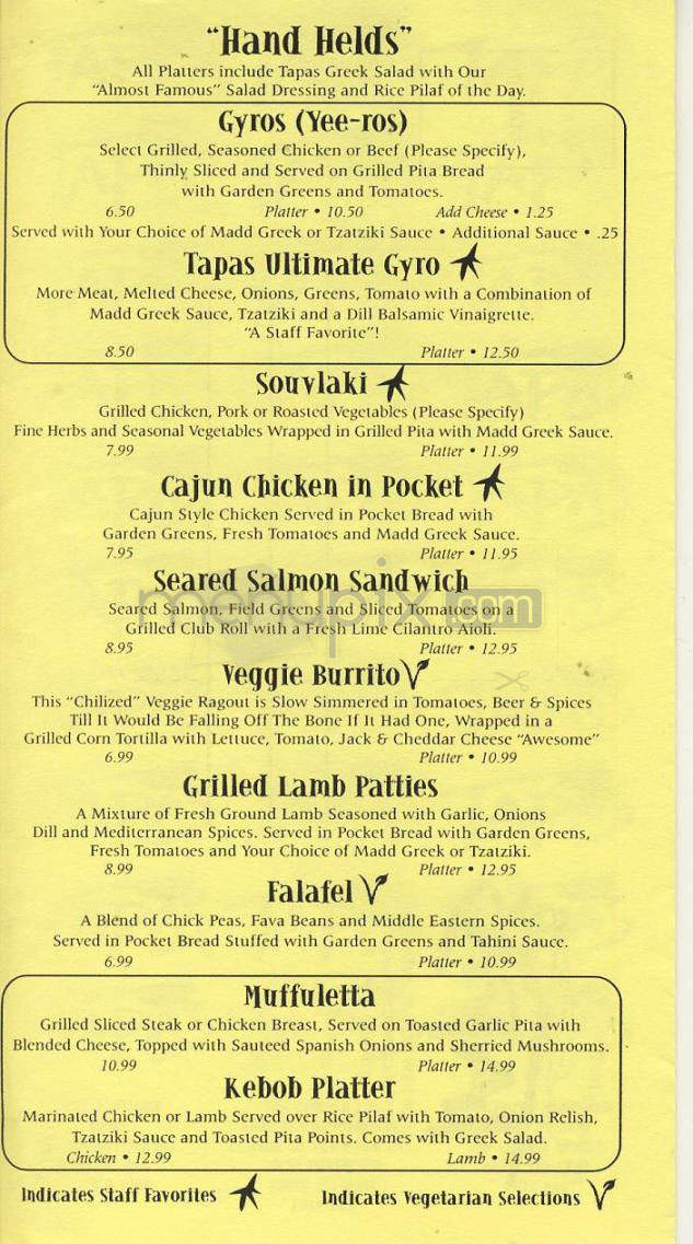 Tapas Restaurant - West Hartford, CT menu_pic
