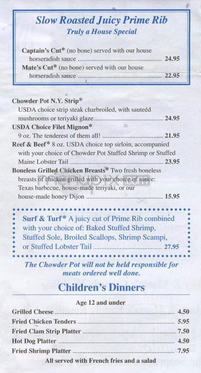 USS Chowder Pot IV - Hartford, CT menu_pic