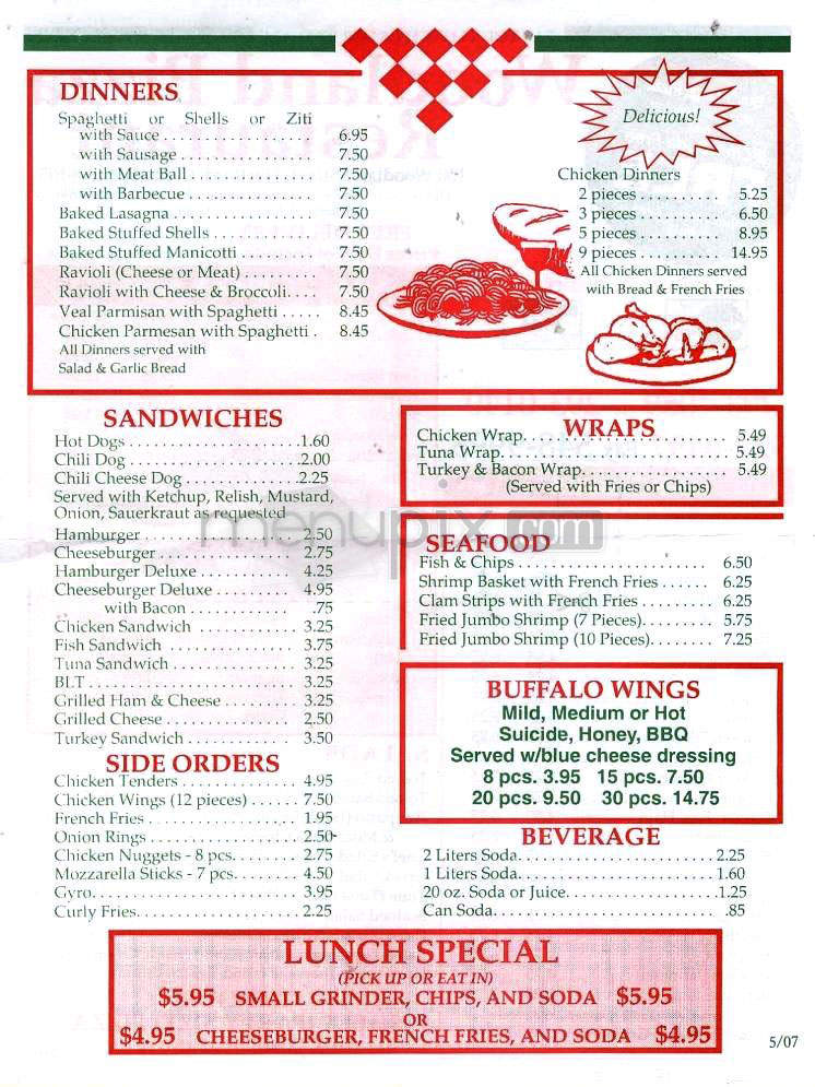 Woodland Pizza Restaurant - Hartford, CT menu_pic