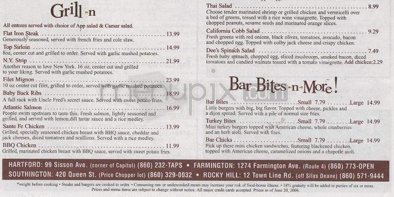 Wood n' Tap - Hartford, CT menu_pic