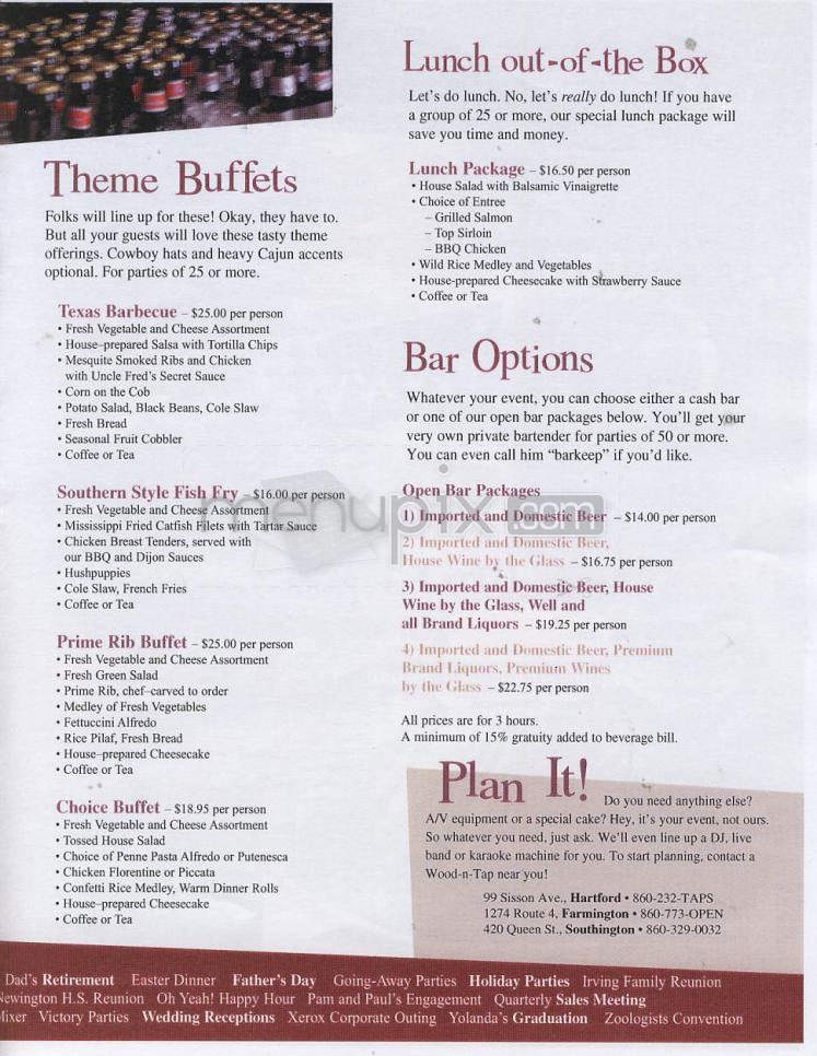 Wood n' Tap - Hartford, CT menu_pic