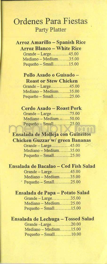 Yamelyn Restaurant - Hartford, CT menu_pic