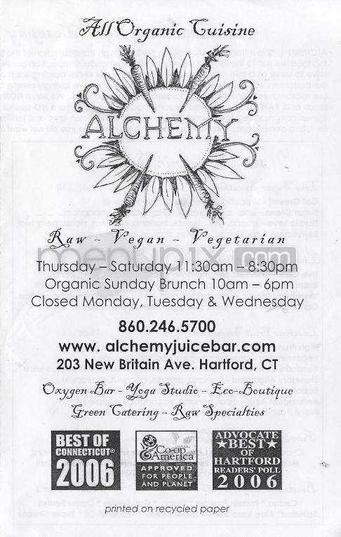 Alchemy Juice Bar Cafe - Hartford, CT menu_pic