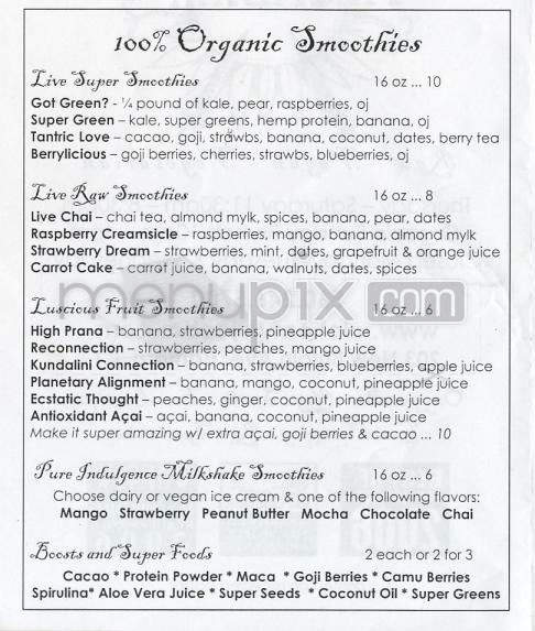 Alchemy Juice Bar Cafe - Hartford, CT menu_pic