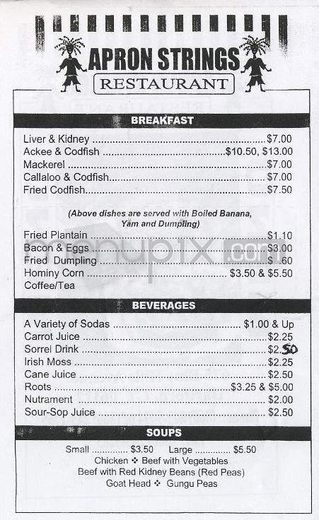 Apron Strings Restaurant - Hartford, CT menu_pic