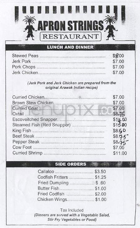 Apron Strings Restaurant - Hartford, CT menu_pic