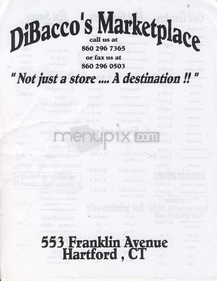 DiBacco's Marketplace - Hartford, CT menu_pic