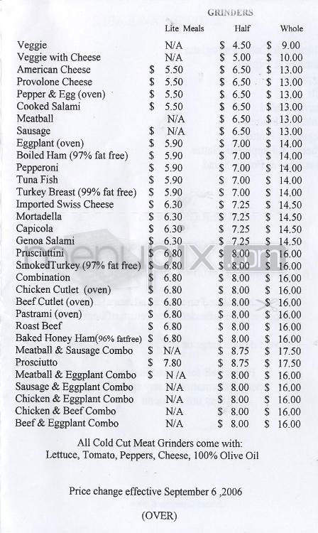 Franklin Giant Sandwich Shop - Hartford, CT menu_pic