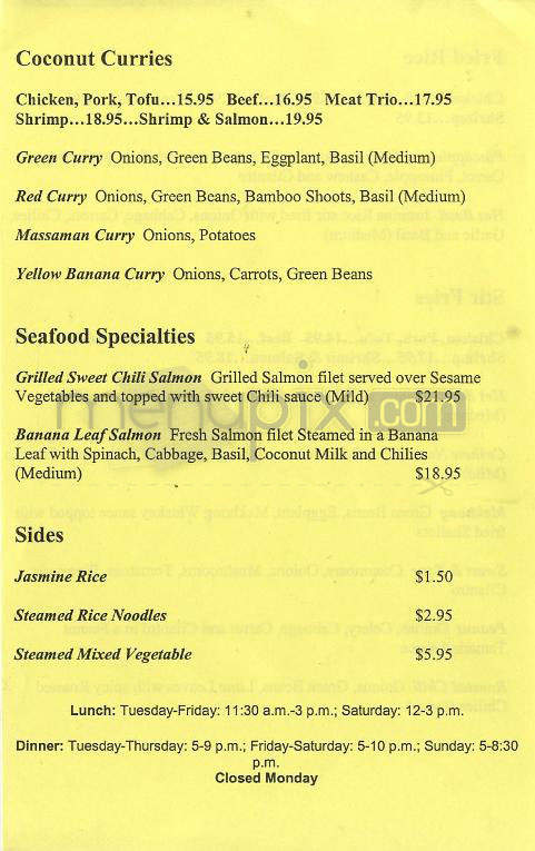 Hot Basil Thai Cafe - West Hartford, CT menu_pic