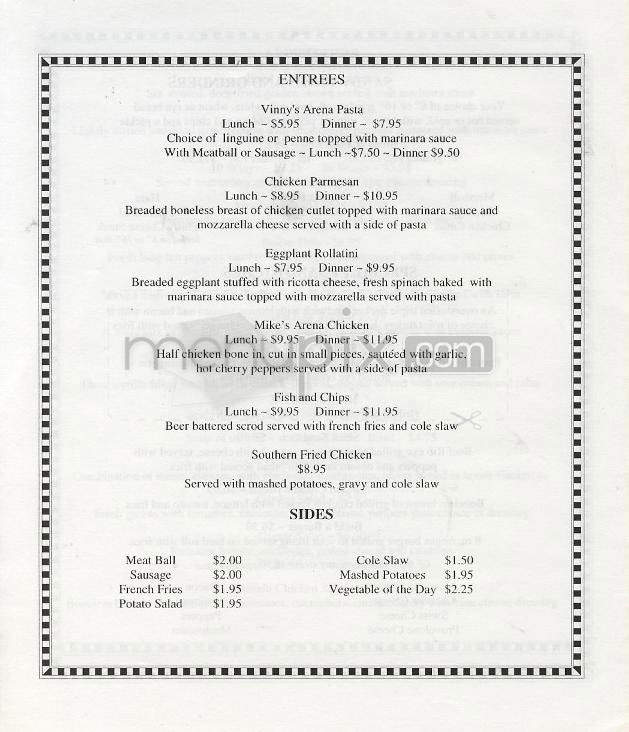 Mike's Arena Sports Bar and Restaurant - Hartford, CT menu_pic