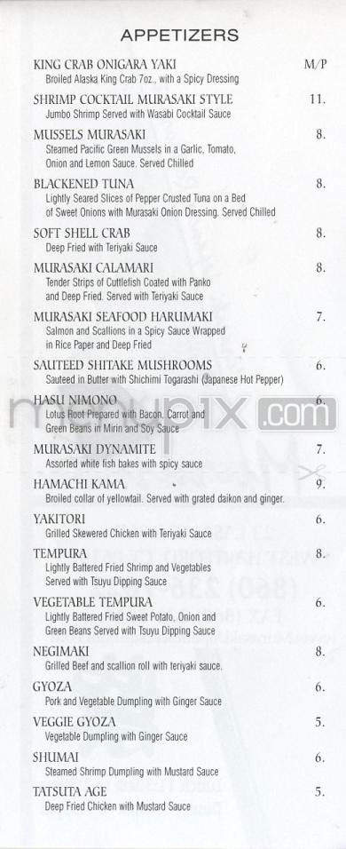 Murasaki Japanese Restaurant - West Hartford, CT menu_pic