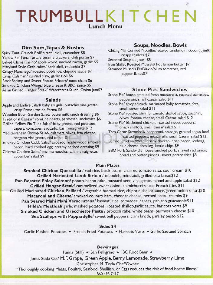 Trumbull Kitchen - Hartford, CT menu_pic