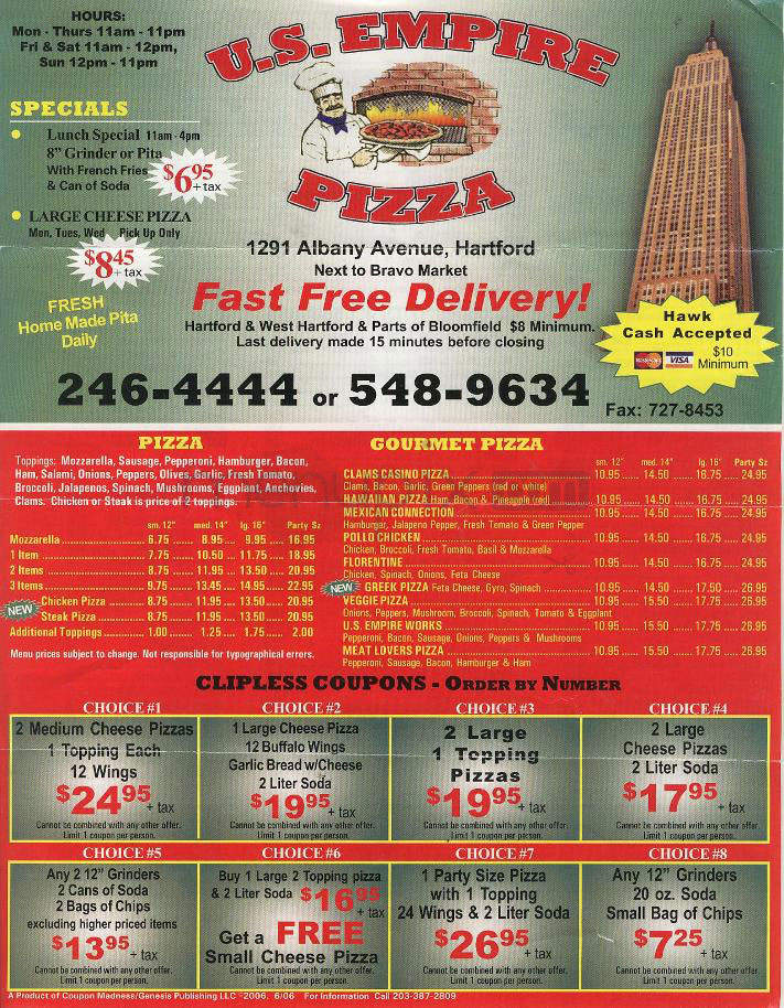 U.S. Empire Pizza - Hartford, CT menu_pic