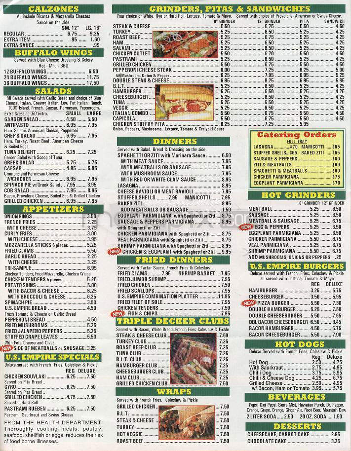 U.S. Empire Pizza - Hartford, CT menu_pic