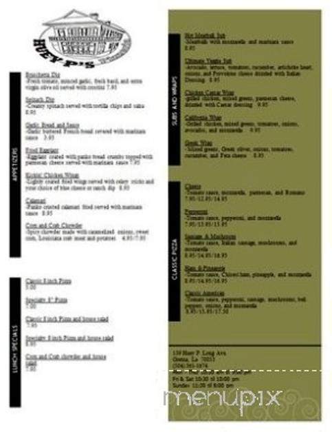 Huey P's Pizza - Gretna, LA menu_pic