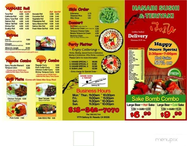 Hanabi Sushi - Reseda, CA menu_pic
