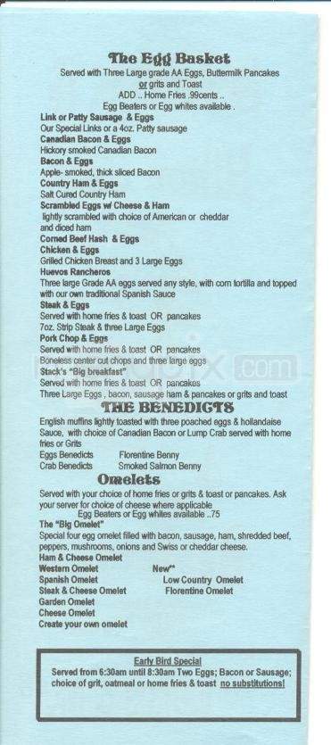 Stack's Pancakes - Hilton Head Island, SC menu_pic