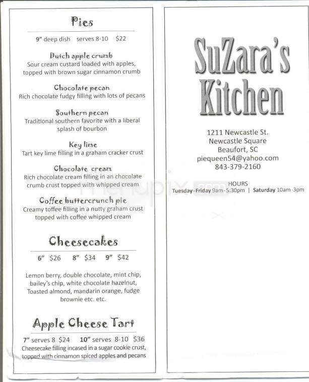 Suzara's Kitchen - Beaufort, SC menu_pic