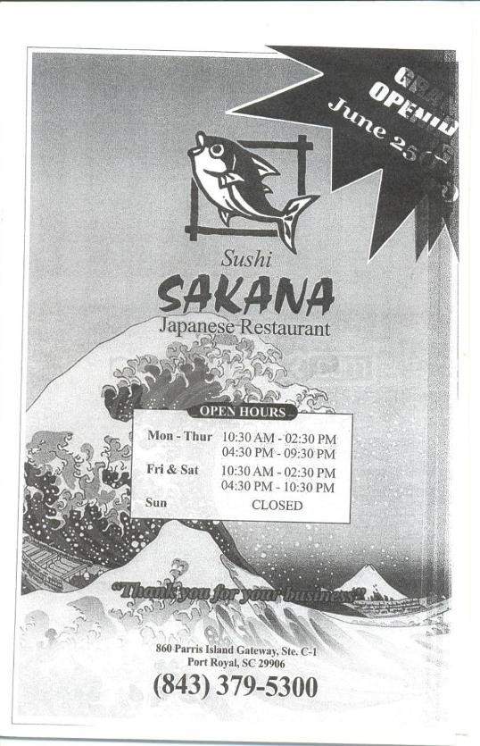 Sakana - Port Royal, SC menu_pic