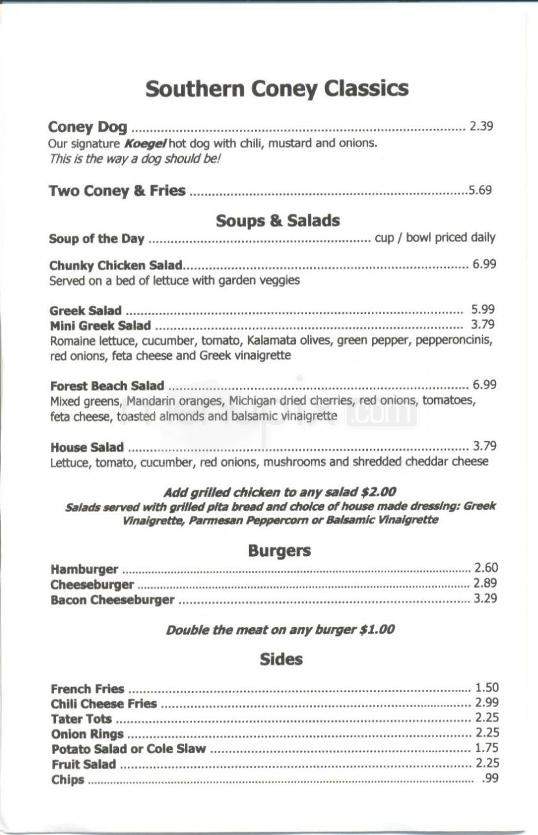 Southern Coney - Hilton Head Island, SC menu_pic