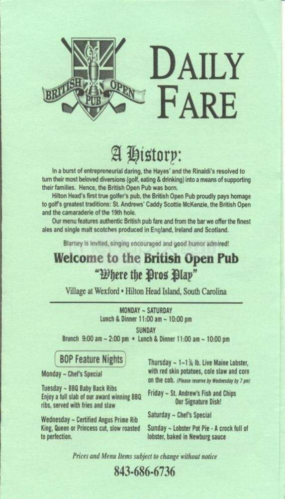 Daily Fare - Hilton Head Island, SC menu_pic