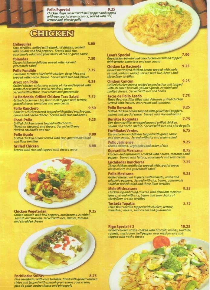 La Hacienda - Hilton Head Island, SC menu_pic