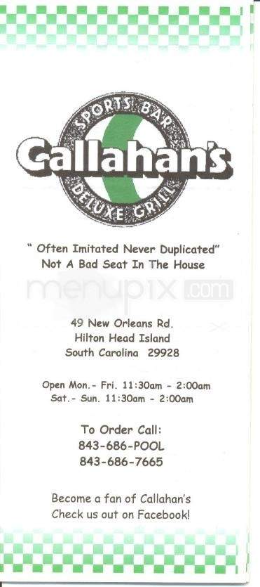 Callahan's Sports Bar & Grill - Hilton Head Island, SC menu_pic