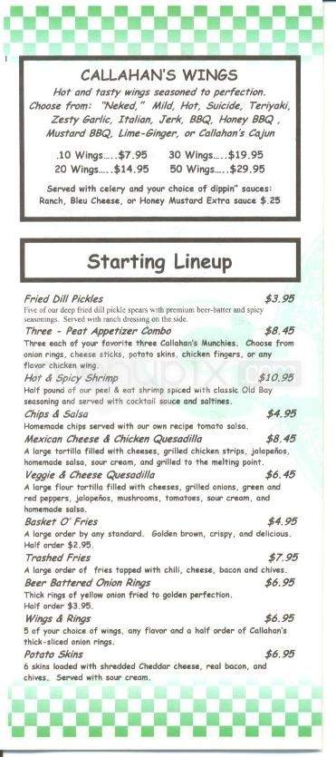 Callahan's Sports Bar & Grill - Hilton Head Island, SC menu_pic
