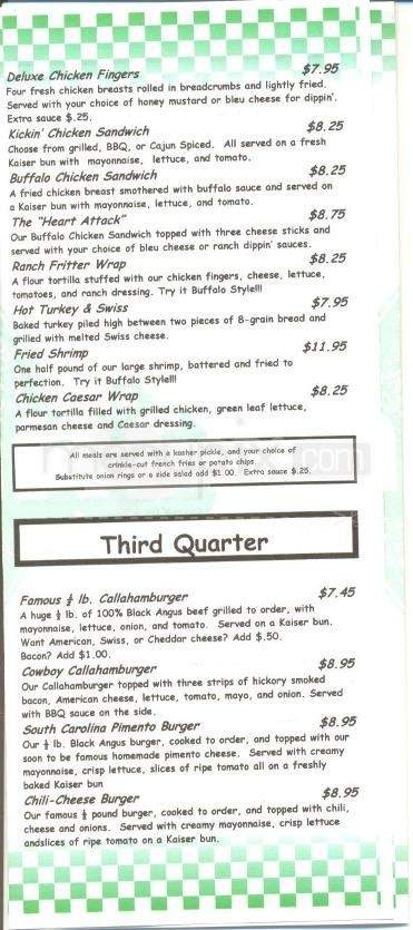 Callahan's Sports Bar & Grill - Hilton Head Island, SC menu_pic